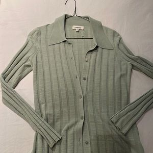 L’Agence Naya Rib Knit Polo Cardigan In Green